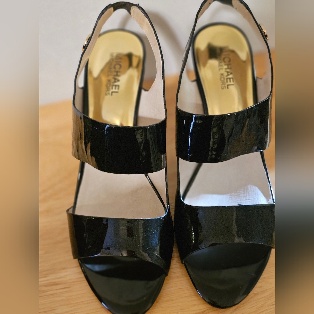 Michael Kors Shiny Black Strappy Heels